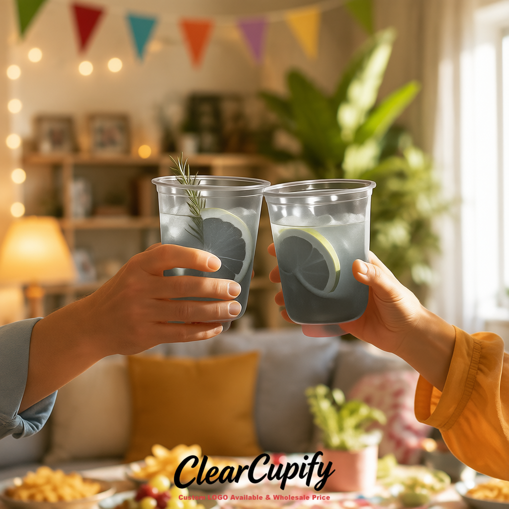 Aurora Gray U-shaped Cup with Round Bottom: Stackable & Disposable Plastic Cup