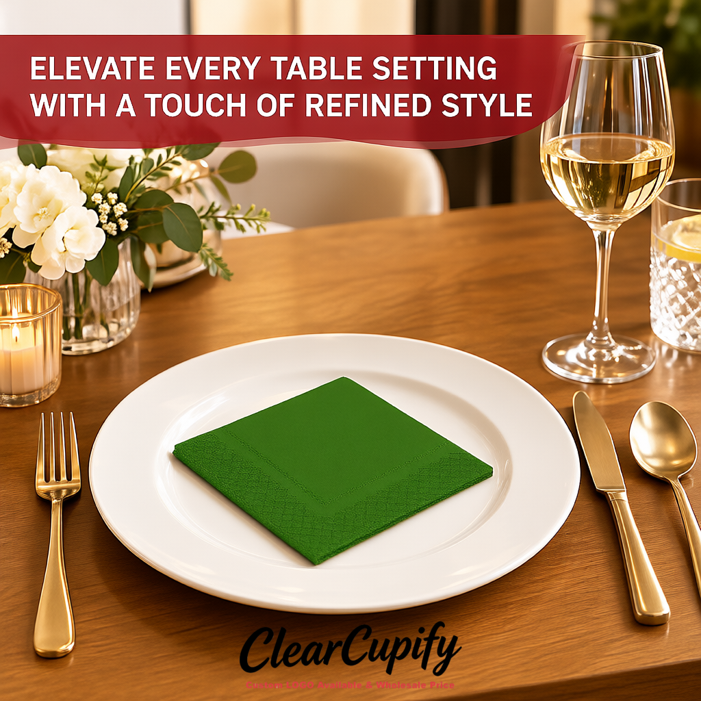 Avocado Green Napkins Paper 4.5x4.5 Inch Disposable 2-Ply Cocktail Napkins Factory