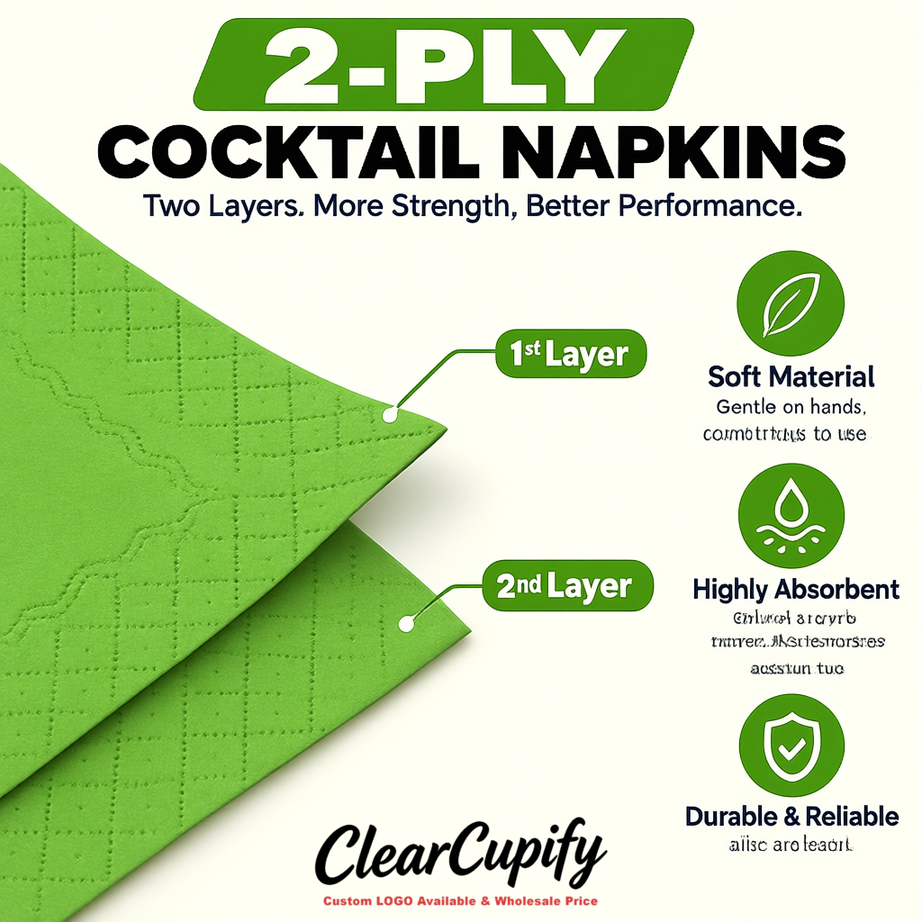 Avocado Green Napkins Paper 4.5x4.5 Inch Disposable 2-Ply Cocktail Napkins Factory