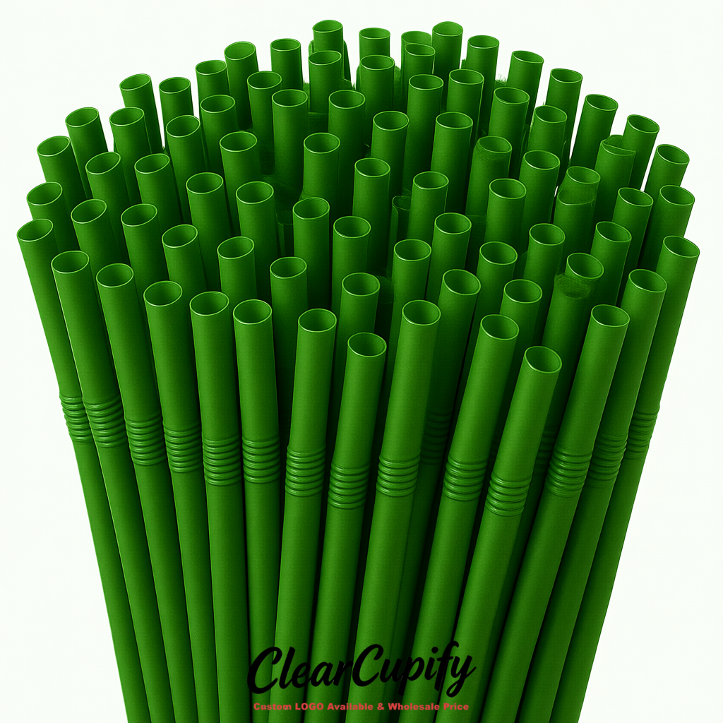 Avocado Green Plastic Straws 8.26 x 0.2 inch Flexible Bendy Disposable Drinking Straws Supplier