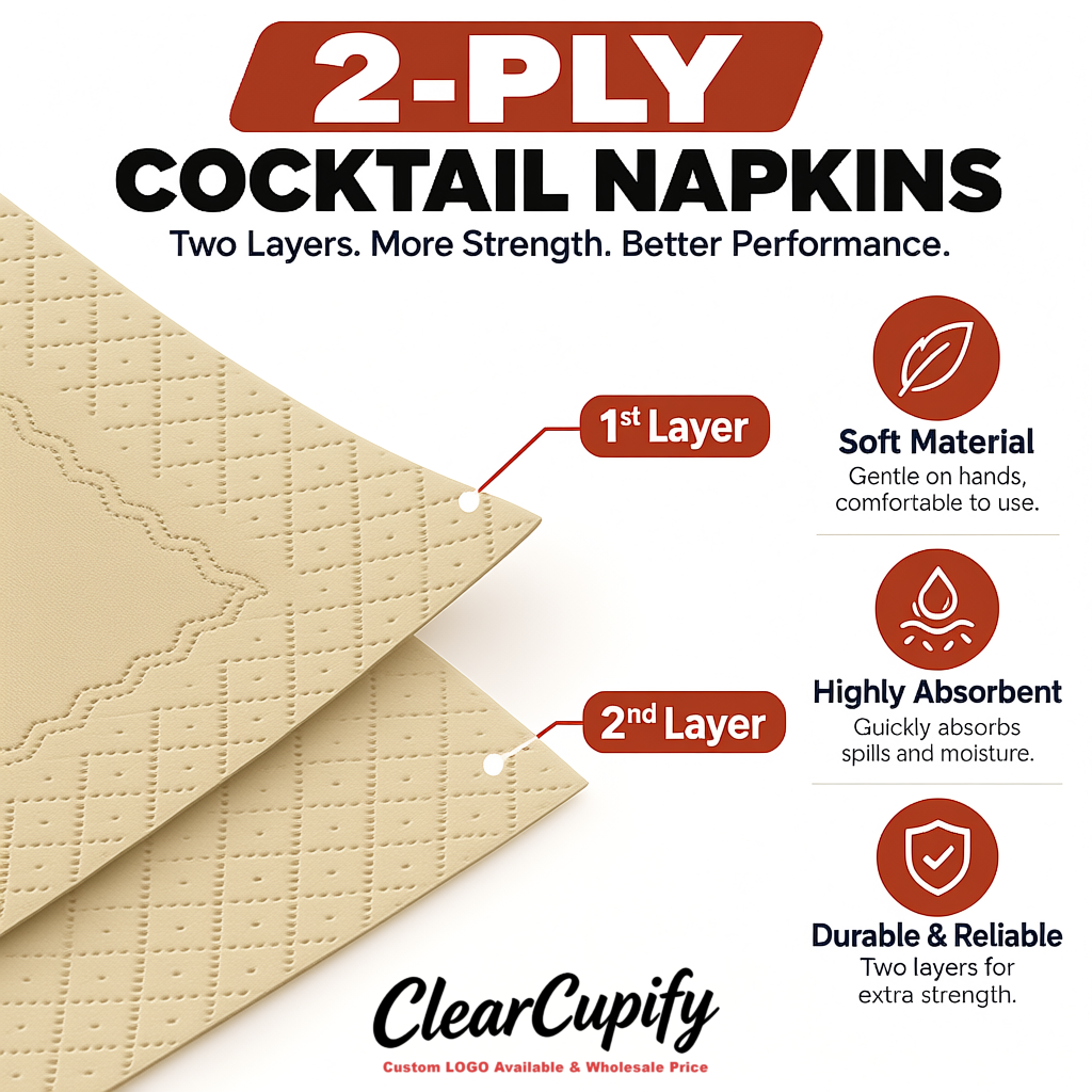 Beige Napkins Paper 4.5x4.5 Inch Disposable 2-Ply Cocktail Napkins Factory