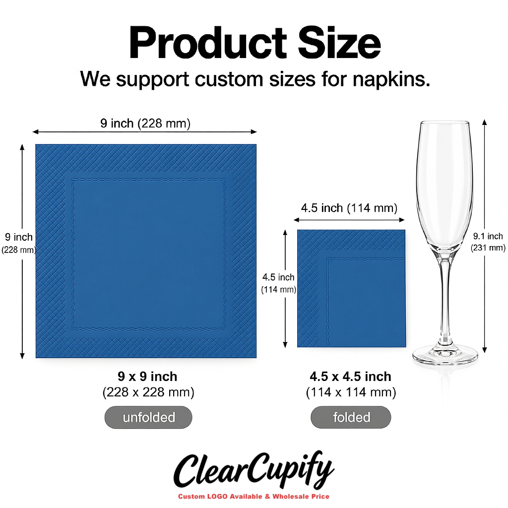Blue Napkins Paper 4.5x4.5 Inch Disposable 2-Ply Cocktail Napkins Factory