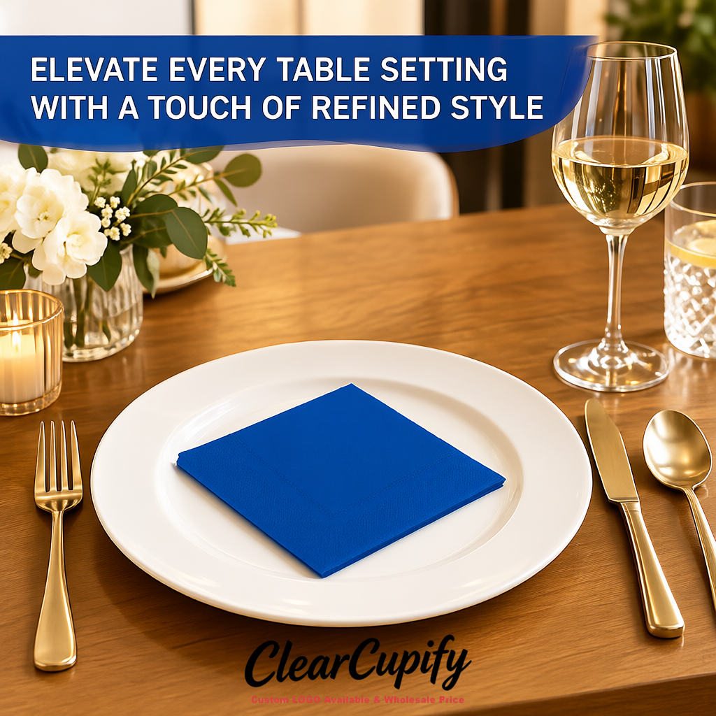 Blue Napkins Paper 4.5x4.5 Inch Disposable 2-Ply Cocktail Napkins Factory