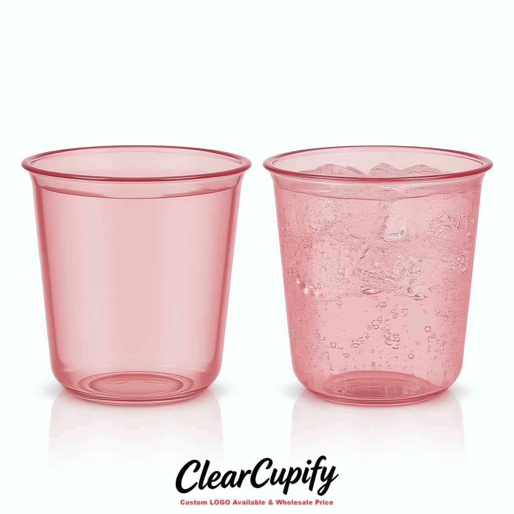Blush U-shaped Cup with Round Bottom: Stackable & Disposable Plastic Cup