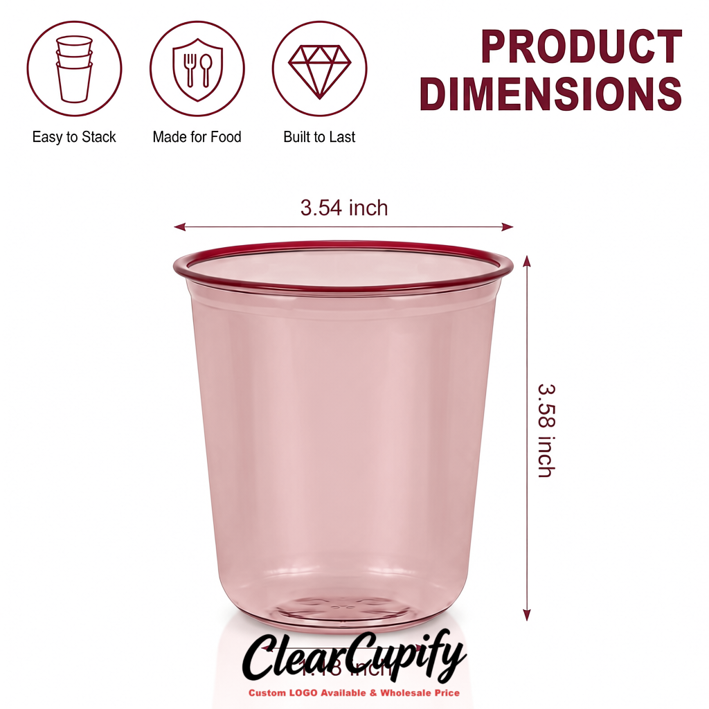 Blush U-shaped Cup with Round Bottom: Stackable & Disposable Plastic Cup