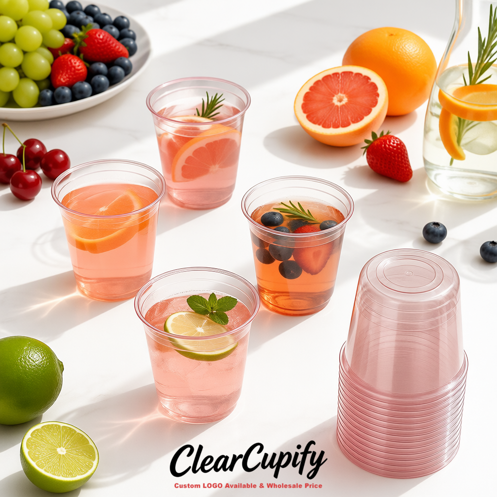 Blush U-shaped Cup with Round Bottom: Stackable & Disposable Plastic Cup