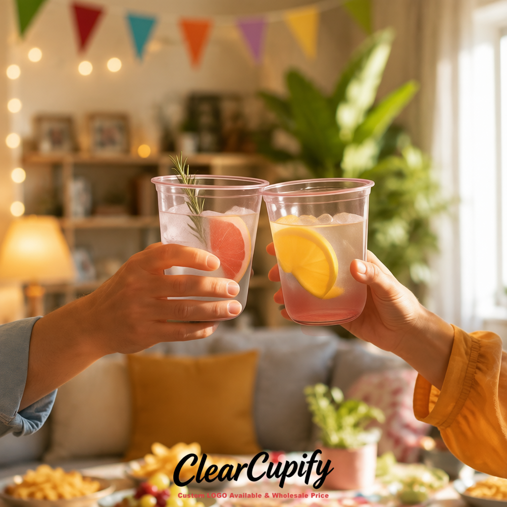 Blush U-shaped Cup with Round Bottom: Stackable & Disposable Plastic Cup