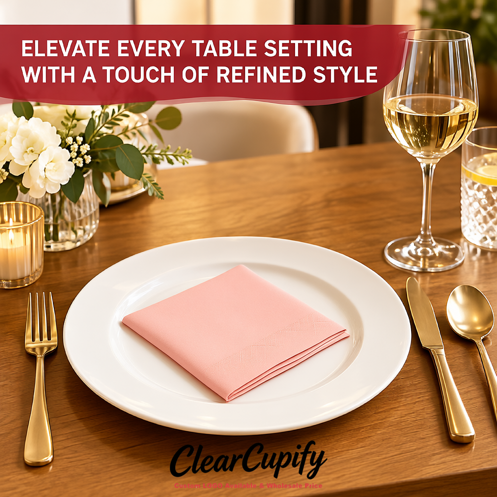 Blush Napkins Paper 4.5x4.5 Inch Disposable 2-Ply Cocktail Napkins Factory