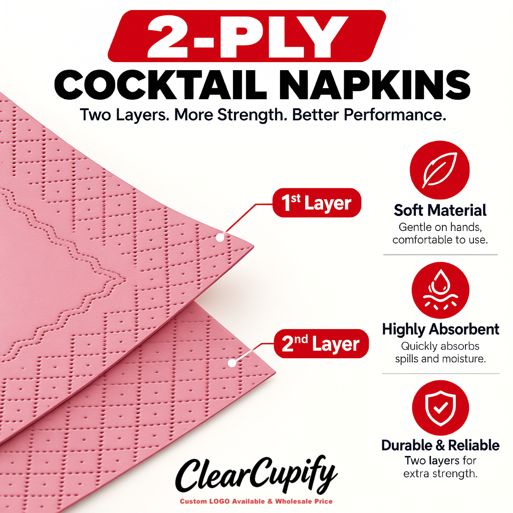 Blush Napkins Paper 4.5x4.5 Inch Disposable 2-Ply Cocktail Napkins Factory