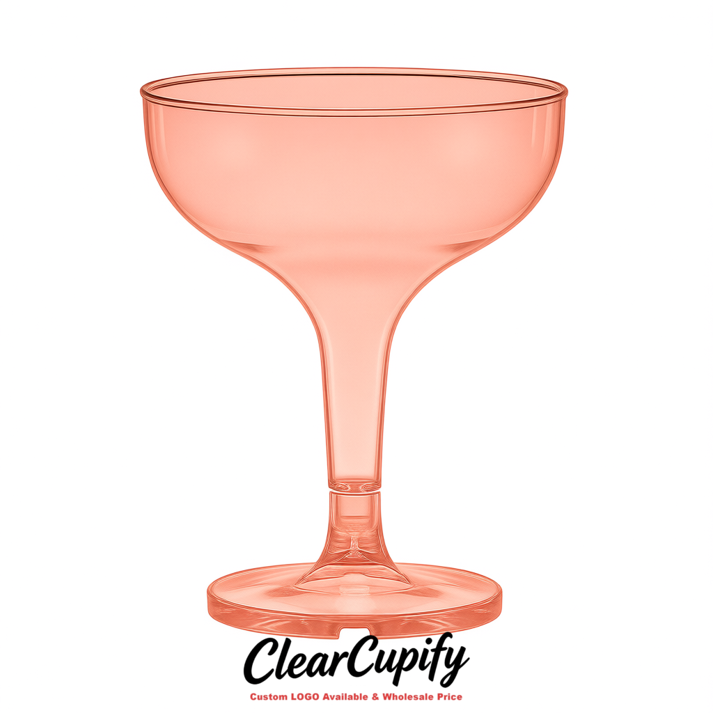 Blush 5oz Stackable Plastic Martini Glasses 4.13x3.14 inches/10.5x8 cm  For Champagne Tower