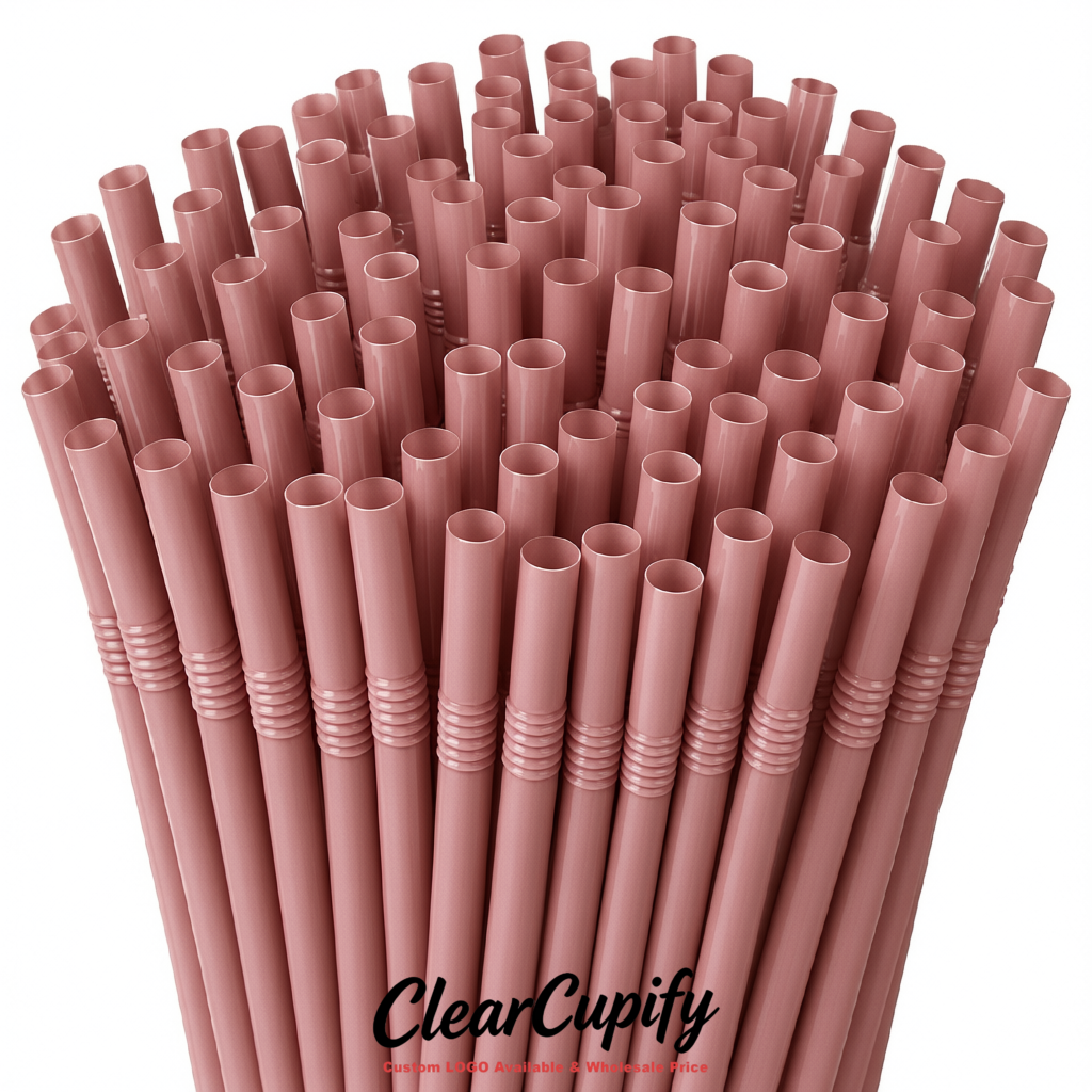 Blush Plastic Straws 8.26 x 0.2 inch Flexible Bendy Disposable Drinking Straws Supplier
