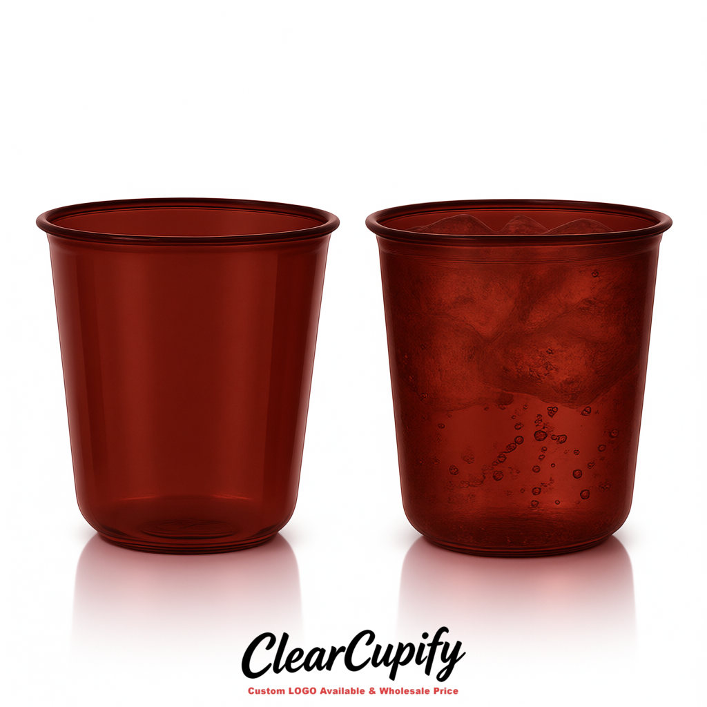 Brick Red U-shaped Cup with Round Bottom: Stackable & Disposable Plastic Cup