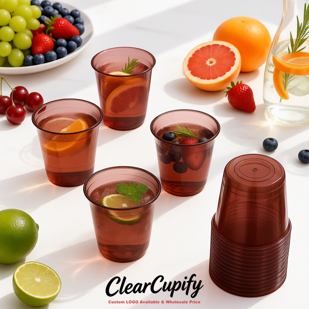 Brick Red U-shaped Cup with Round Bottom: Stackable & Disposable Plastic Cup Brick Red U-shaped Cup with Round Bottom: Stackable & Disposable Plastic Cup