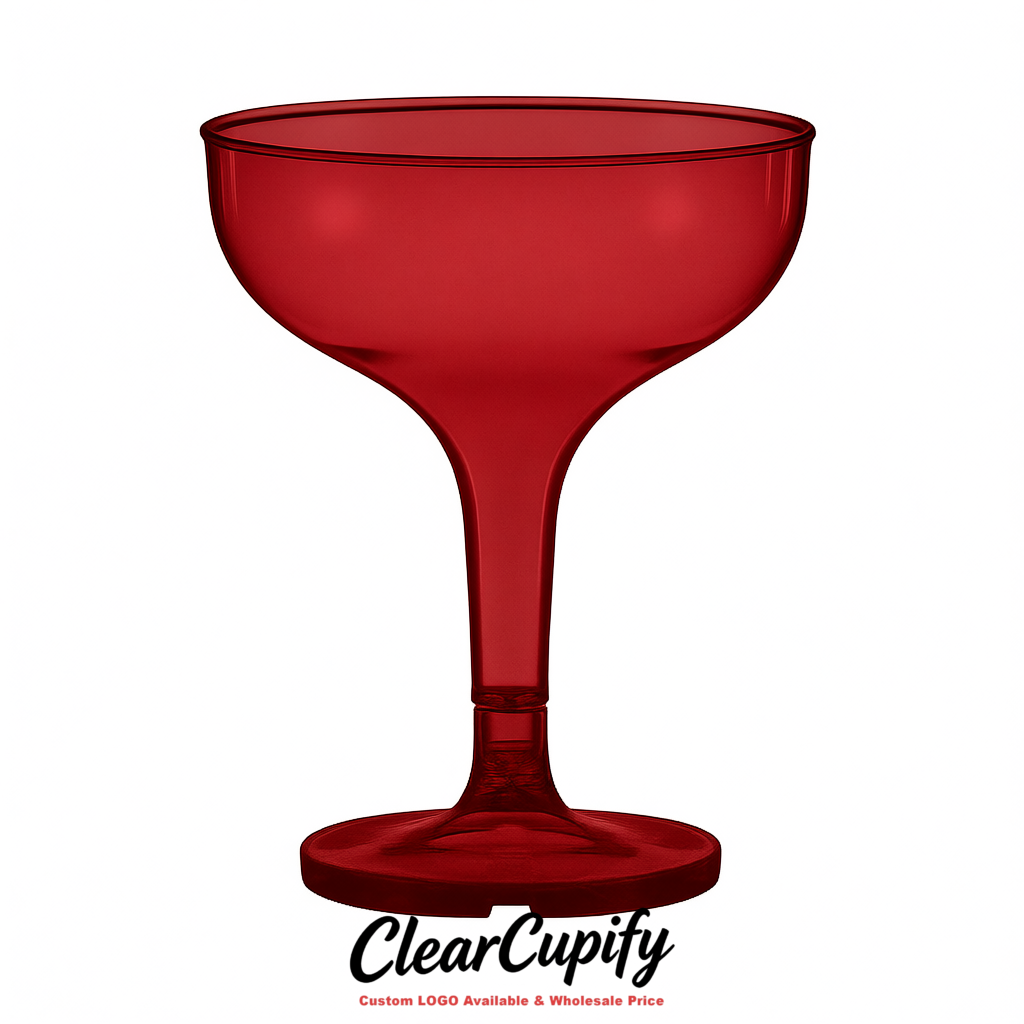 Brick Red 5oz Stackable Plastic Martini Glasses 4.13x3.14 inches/10.5x8 cm For Champagne Tower
