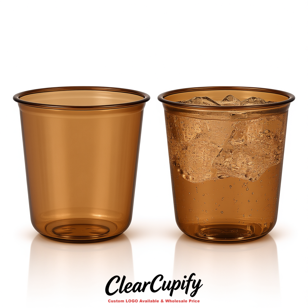 Bronze U-shaped Cup with Round Bottom: Stackable & Disposable Plastic Cup