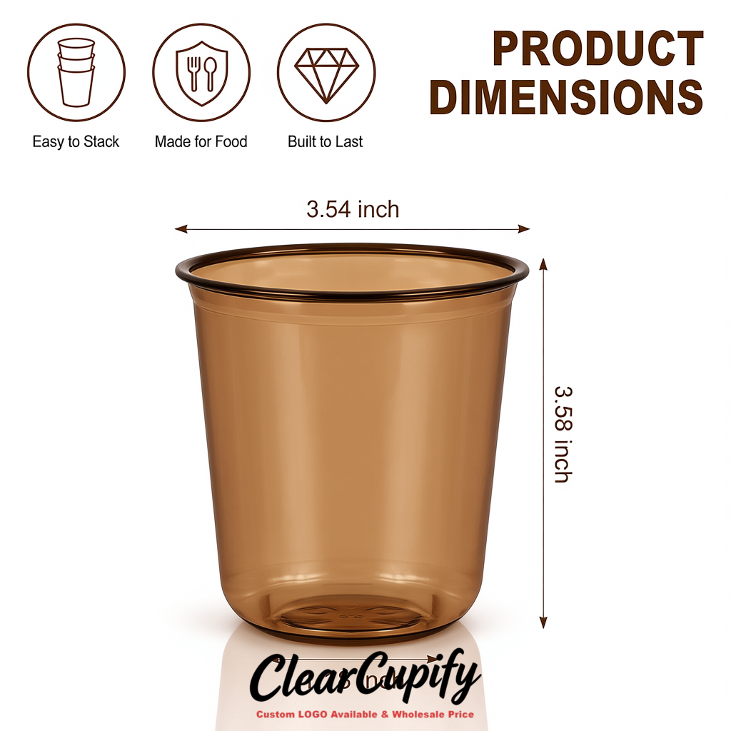 Bronze U-shaped Cup with Round Bottom: Stackable & Disposable Plastic Cup