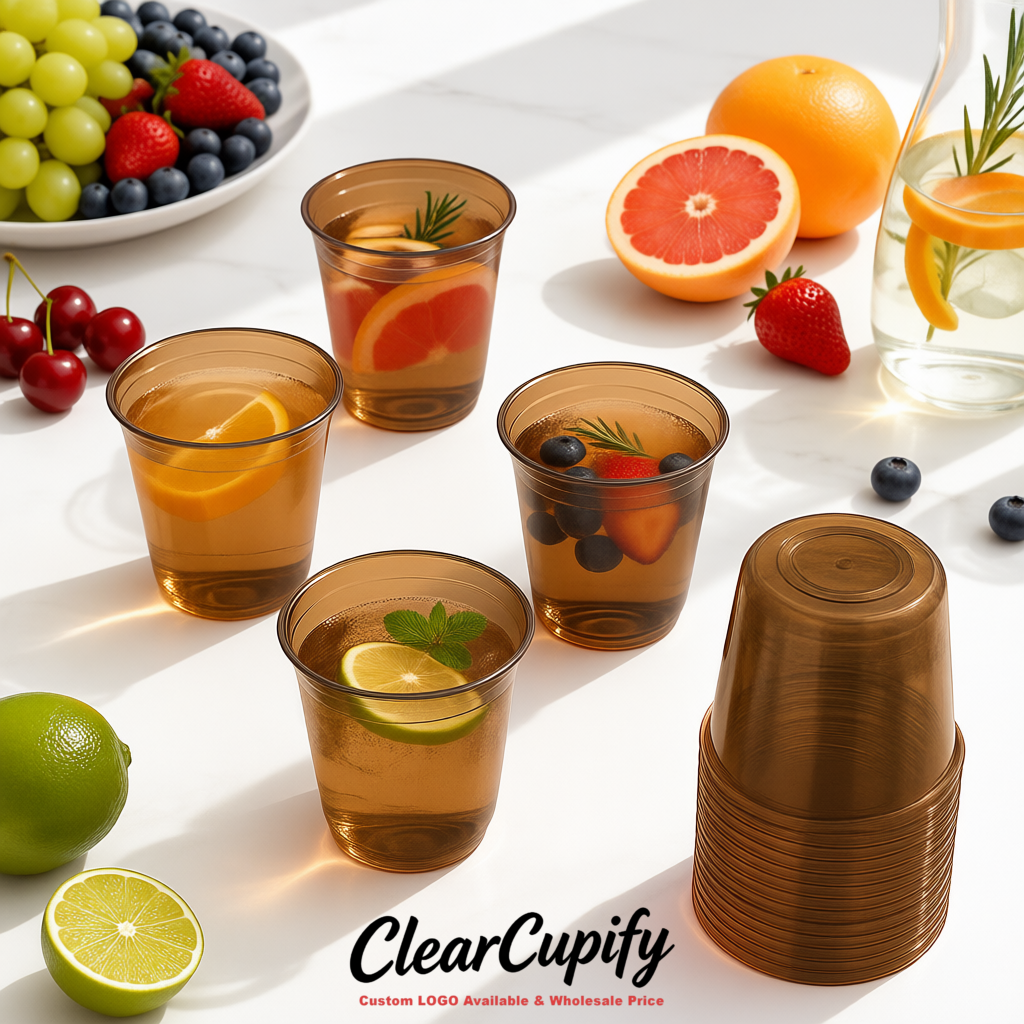 Bronze U-shaped Cup with Round Bottom: Stackable & Disposable Plastic Cup