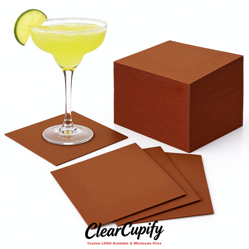 Bronze Napkins Paper 4.5x4.5 Inch Disposable 2-Ply Cocktail Napkins Factory