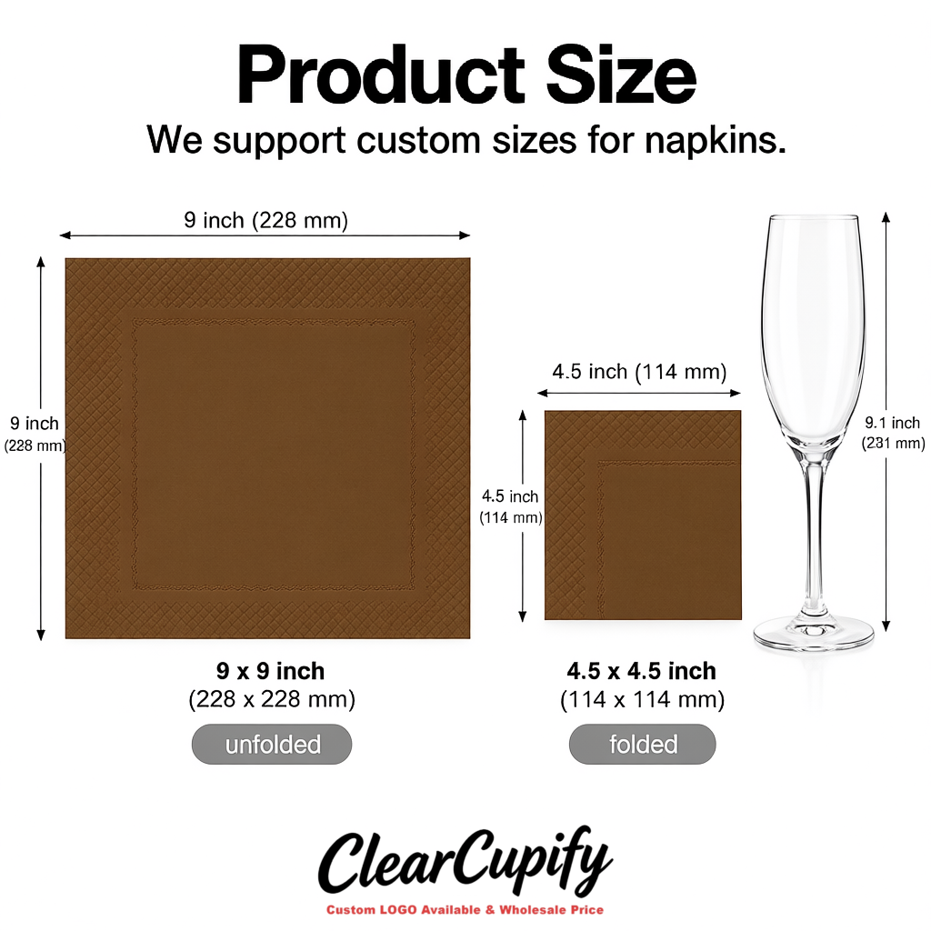 Bronze Napkins Paper 4.5x4.5 Inch Disposable 2-Ply Cocktail Napkins Factory