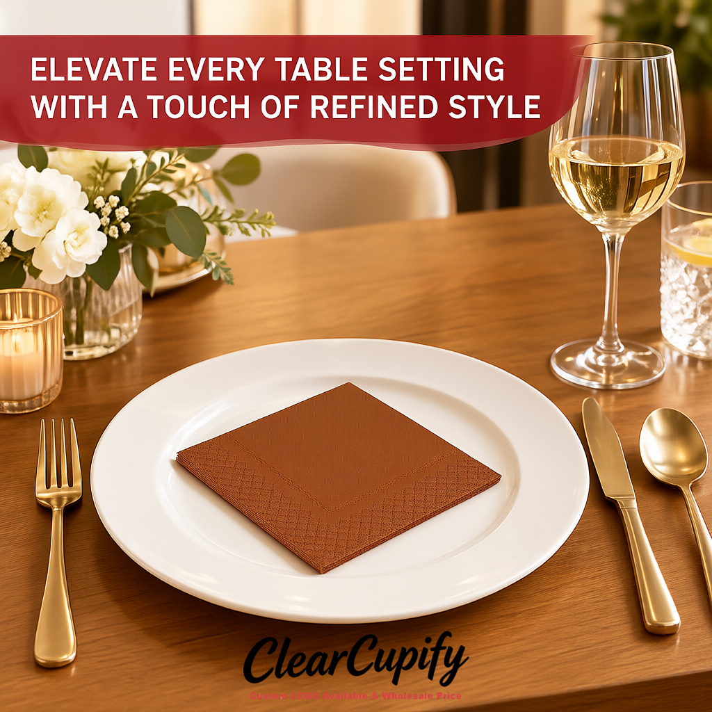 Bronze Napkins Paper 4.5x4.5 Inch Disposable 2-Ply Cocktail Napkins Factory