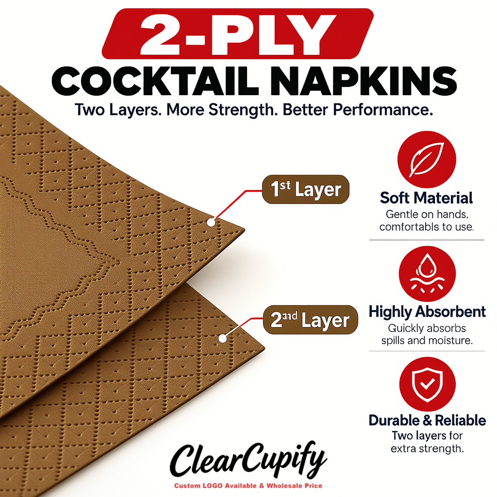 Bronze Napkins Paper 4.5x4.5 Inch Disposable 2-Ply Cocktail Napkins Factory