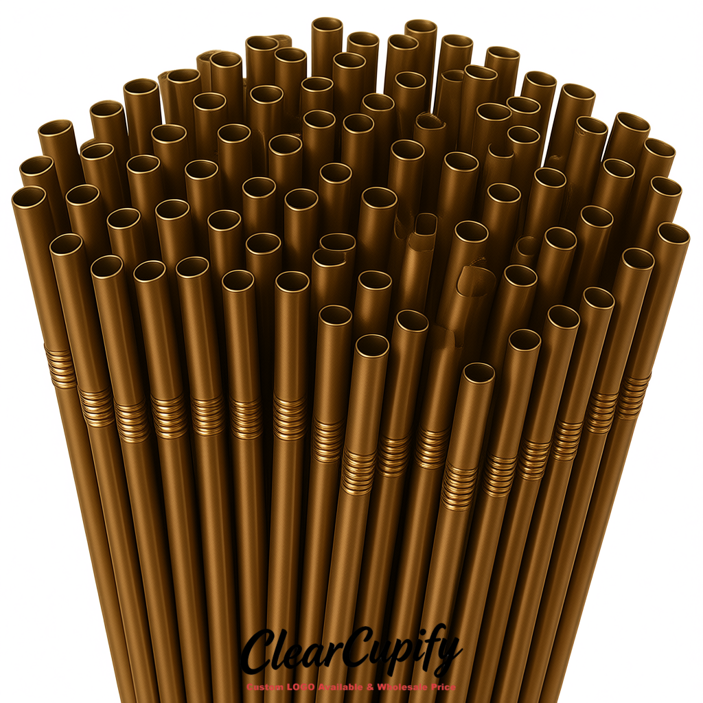 Bronze Plastic Straws 8.26 x 0.2 inch Flexible Bendy Disposable Drinking Straws Supplier