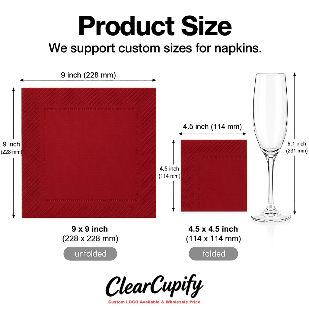Carmine Napkins Paper 4.5x4.5 Inch Disposable 2-Ply Cocktail Napkins Factory