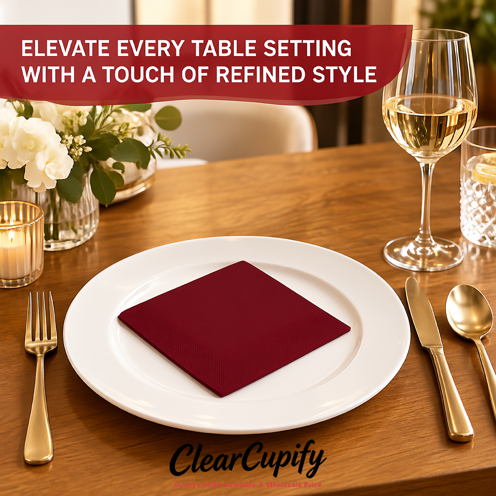 Carmine Napkins Paper 4.5x4.5 Inch Disposable 2-Ply Cocktail Napkins Factory