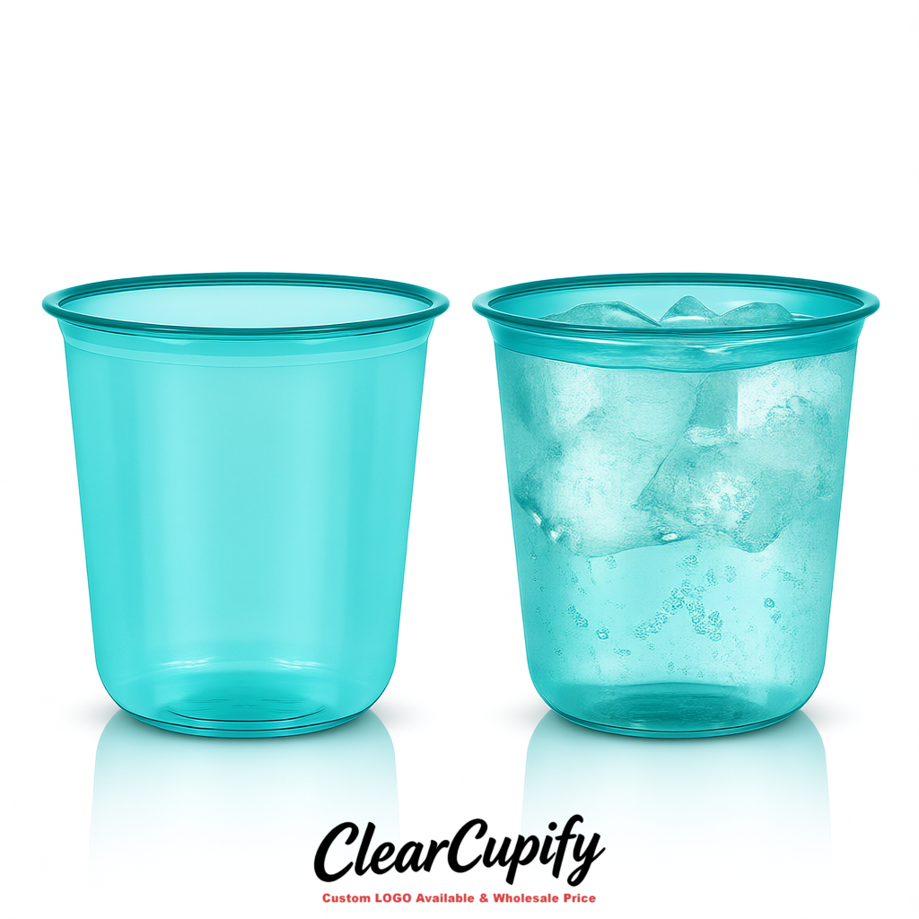 Cerulean U-shaped Cup with Round Bottom: Stackable & Disposable Plastic Cup