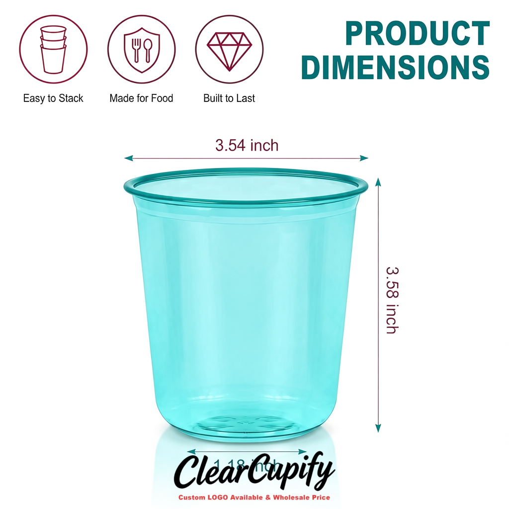Cerulean U-shaped Cup with Round Bottom: Stackable & Disposable Plastic Cup