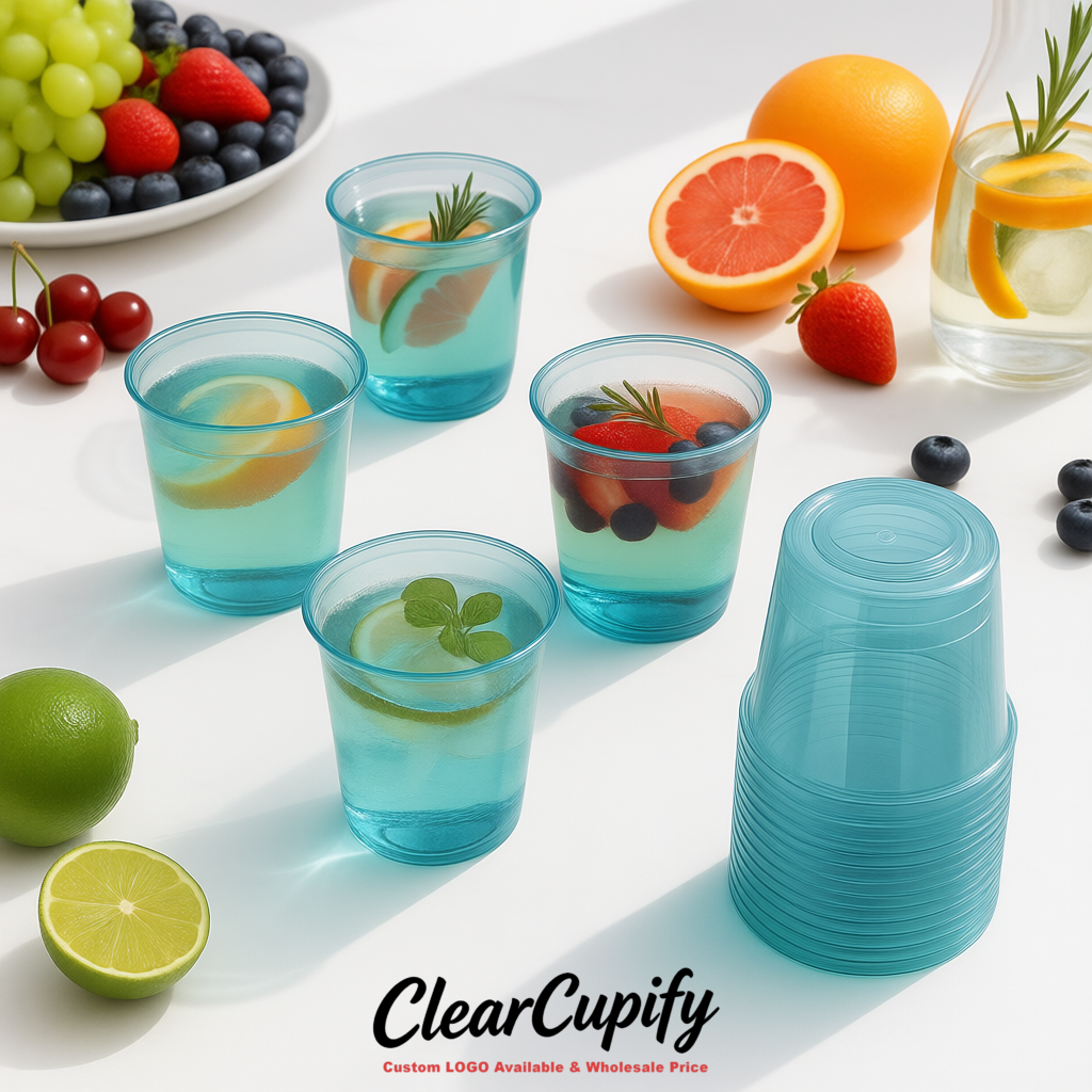 Cerulean U-shaped Cup with Round Bottom: Stackable & Disposable Plastic Cup