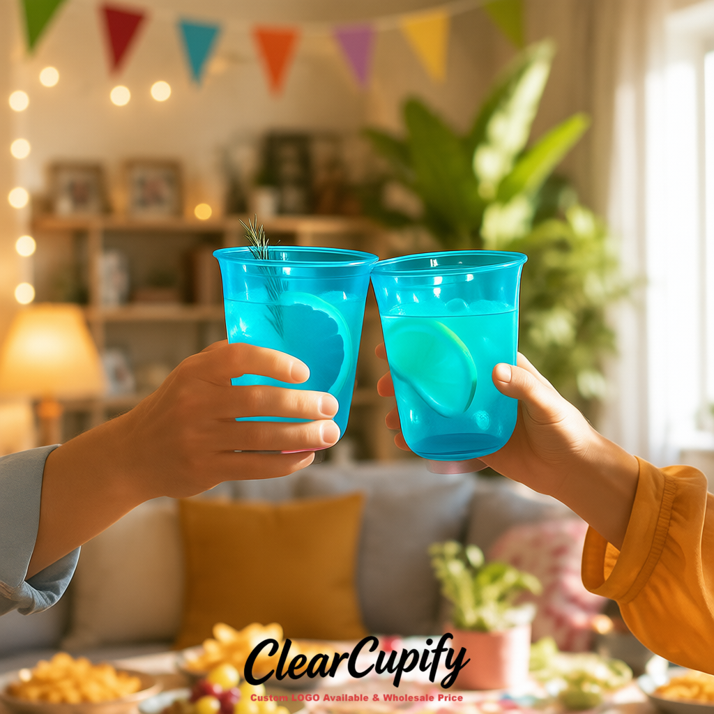 Cerulean U-shaped Cup with Round Bottom: Stackable & Disposable Plastic Cup