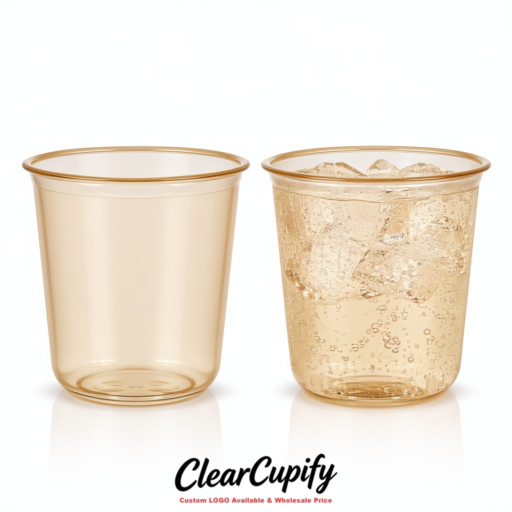 Champagne U-shaped Cup with Round Bottom: Stackable & Disposable Plastic Cup