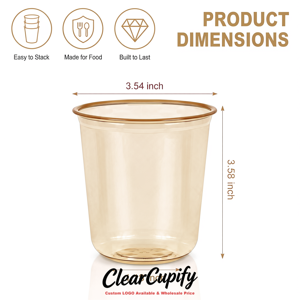 Champagne U-shaped Cup with Round Bottom: Stackable & Disposable Plastic Cup