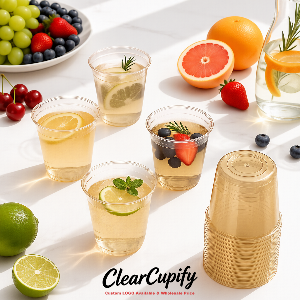 Champagne U-shaped Cup with Round Bottom: Stackable & Disposable Plastic Cup