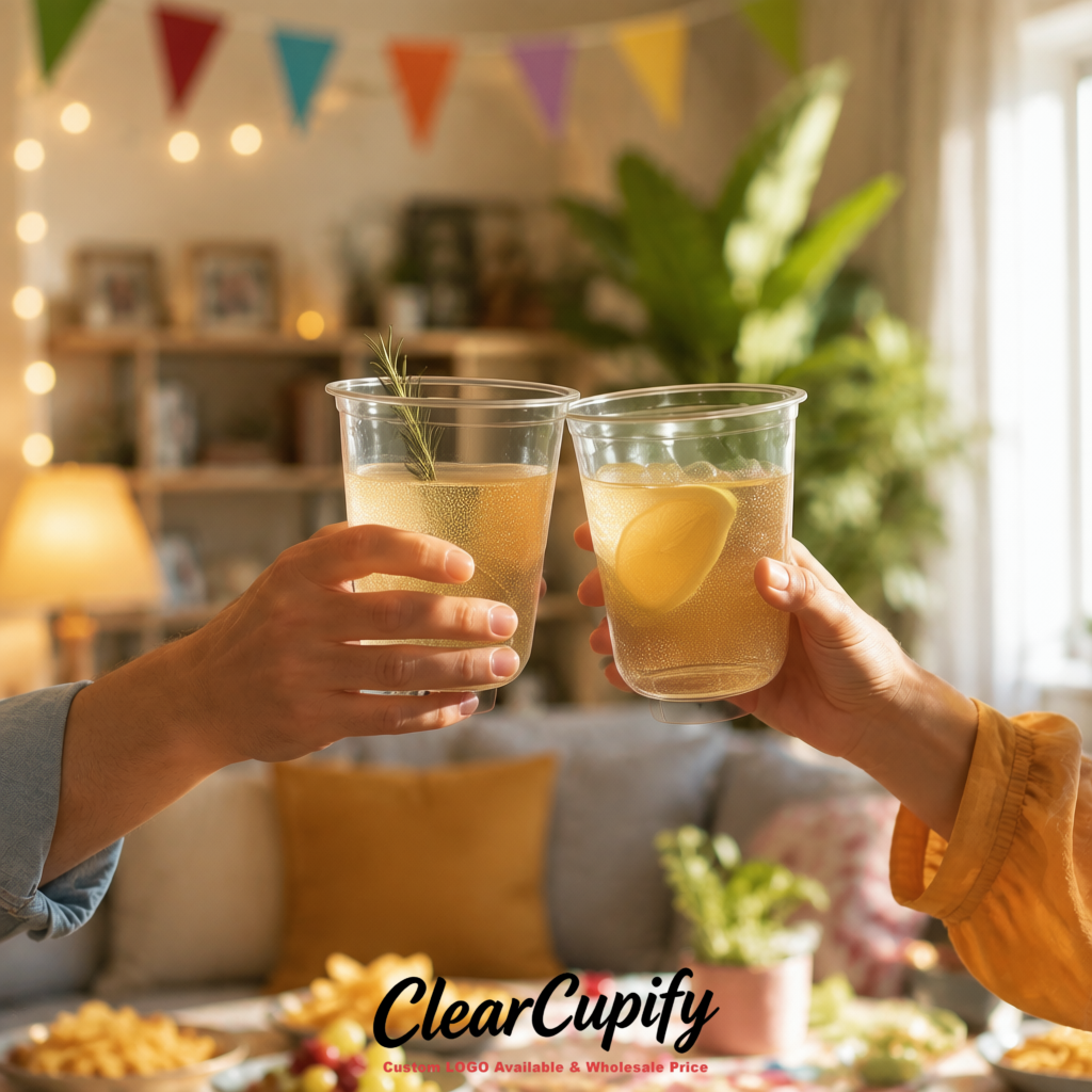 Champagne U-shaped Cup with Round Bottom: Stackable & Disposable Plastic Cup