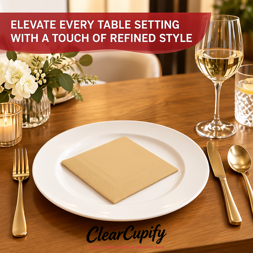 Champagne Napkins Paper 4.5x4.5 Inch Disposable 2-Ply Cocktail Napkins Factory
