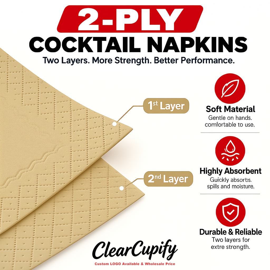 Champagne Napkins Paper 4.5x4.5 Inch Disposable 2-Ply Cocktail Napkins Factory