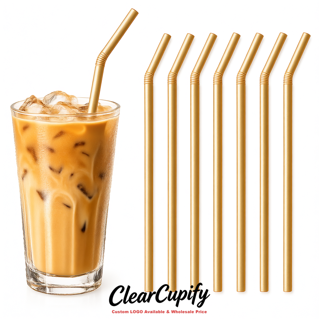 Champagne Plastic Straws 8.26 x 0.2 inch Flexible Bendy Disposable Drinking Straws Supplier