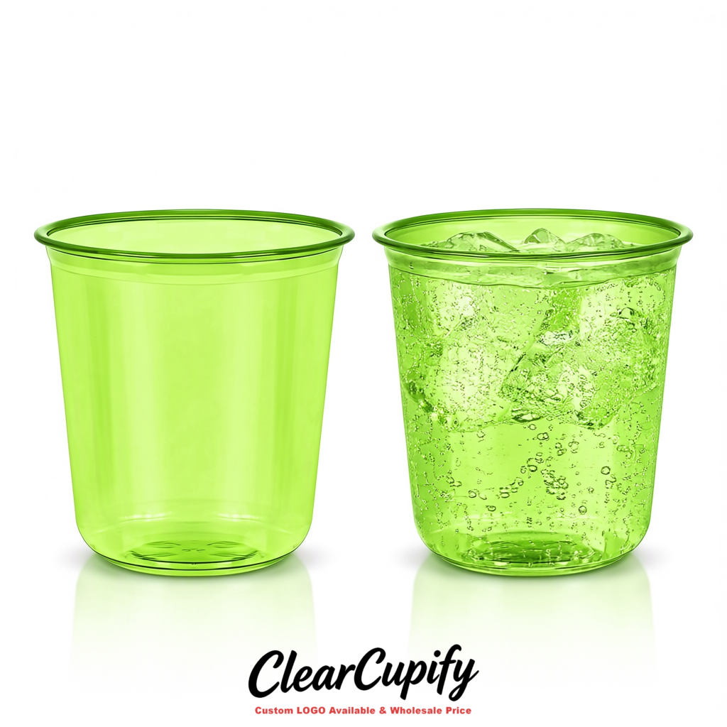 Chartreuse U-shaped Cup with Round Bottom: Stackable & Disposable Plastic Cup