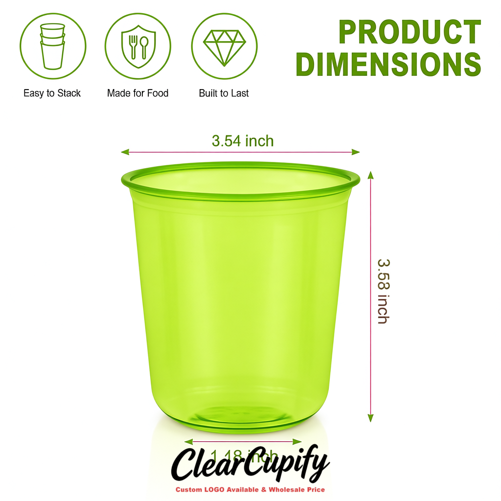 Chartreuse U-shaped Cup with Round Bottom: Stackable & Disposable Plastic Cup