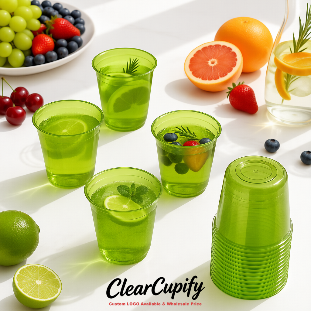 Chartreuse U-shaped Cup with Round Bottom: Stackable & Disposable Plastic Cup