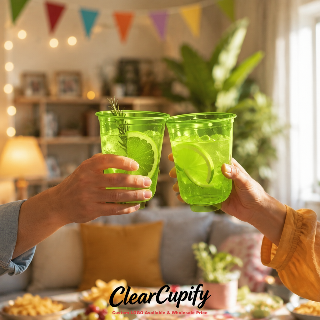 Chartreuse U-shaped Cup with Round Bottom: Stackable & Disposable Plastic Cup