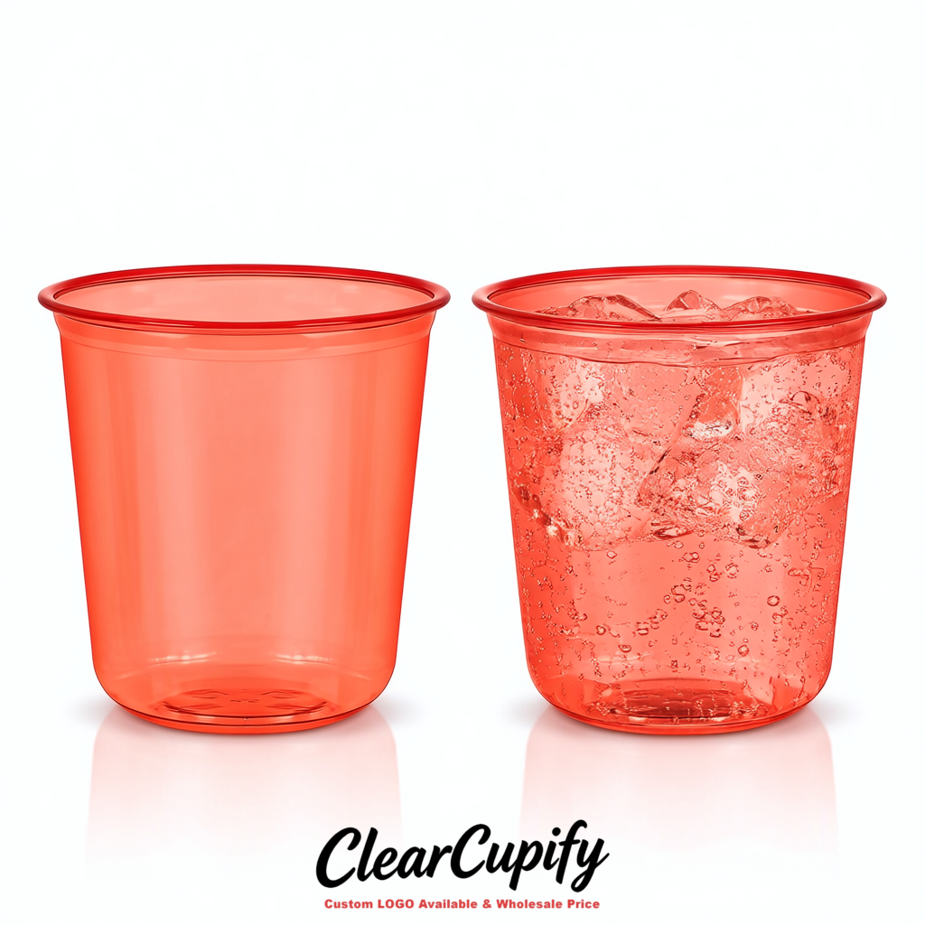 Coral U-shaped Cup with Round Bottom: Stackable & Disposable Plastic Cup