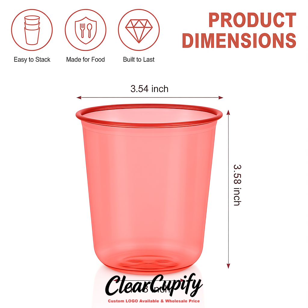 Coral U-shaped Cup with Round Bottom: Stackable & Disposable Plastic Cup