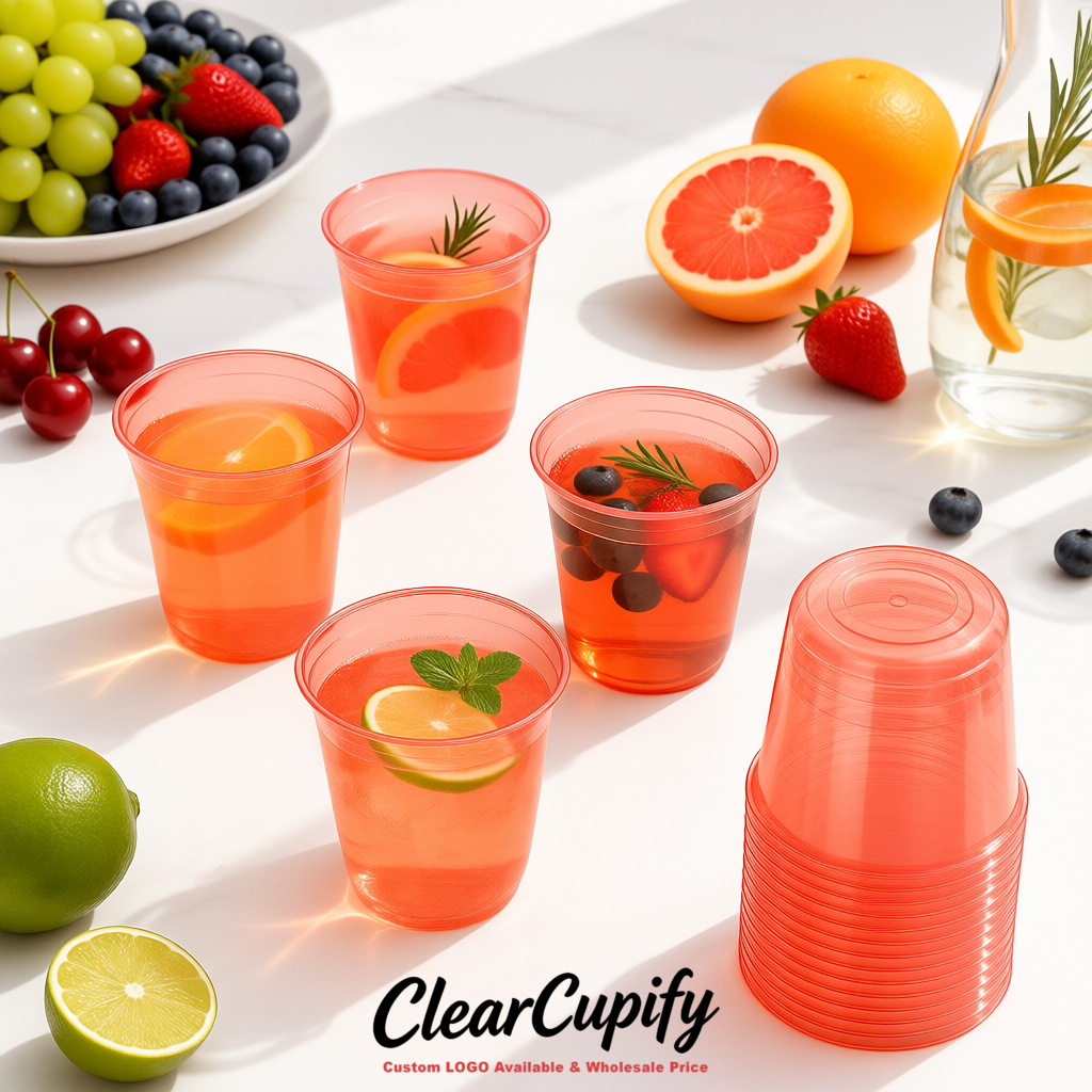 Coral U-shaped Cup with Round Bottom: Stackable & Disposable Plastic Cup