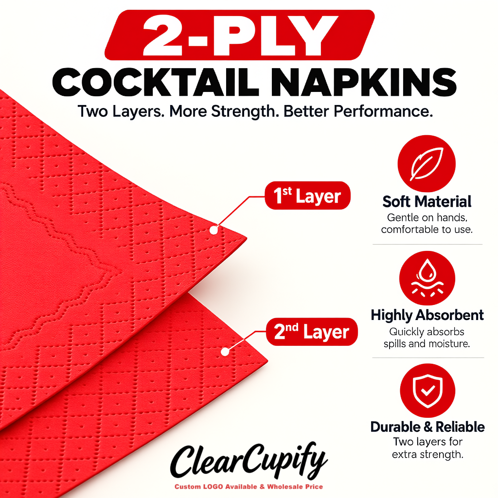 Coral Napkins Paper 4.5x4.5 Inch Disposable 2-Ply Cocktail Napkins Factory