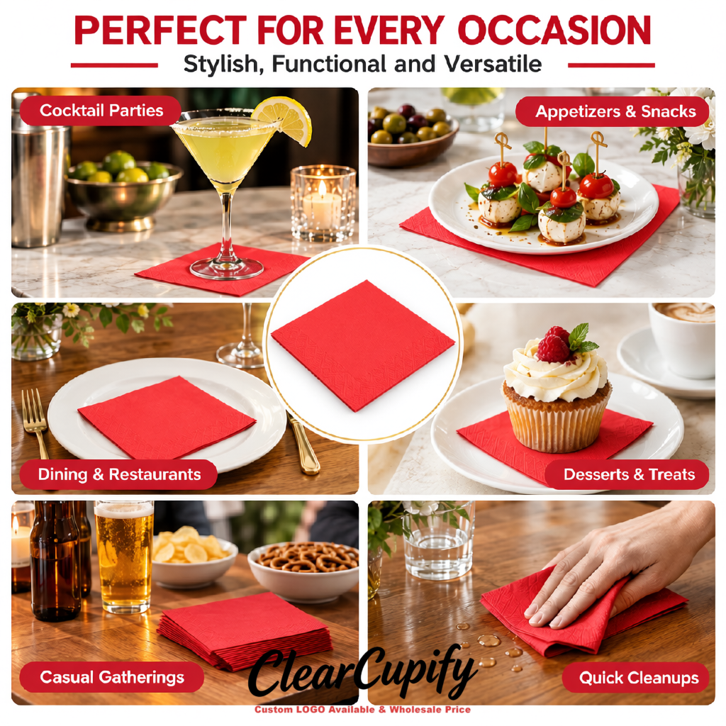 Coral Napkins Paper 4.5x4.5 Inch Disposable 2-Ply Cocktail Napkins Factory