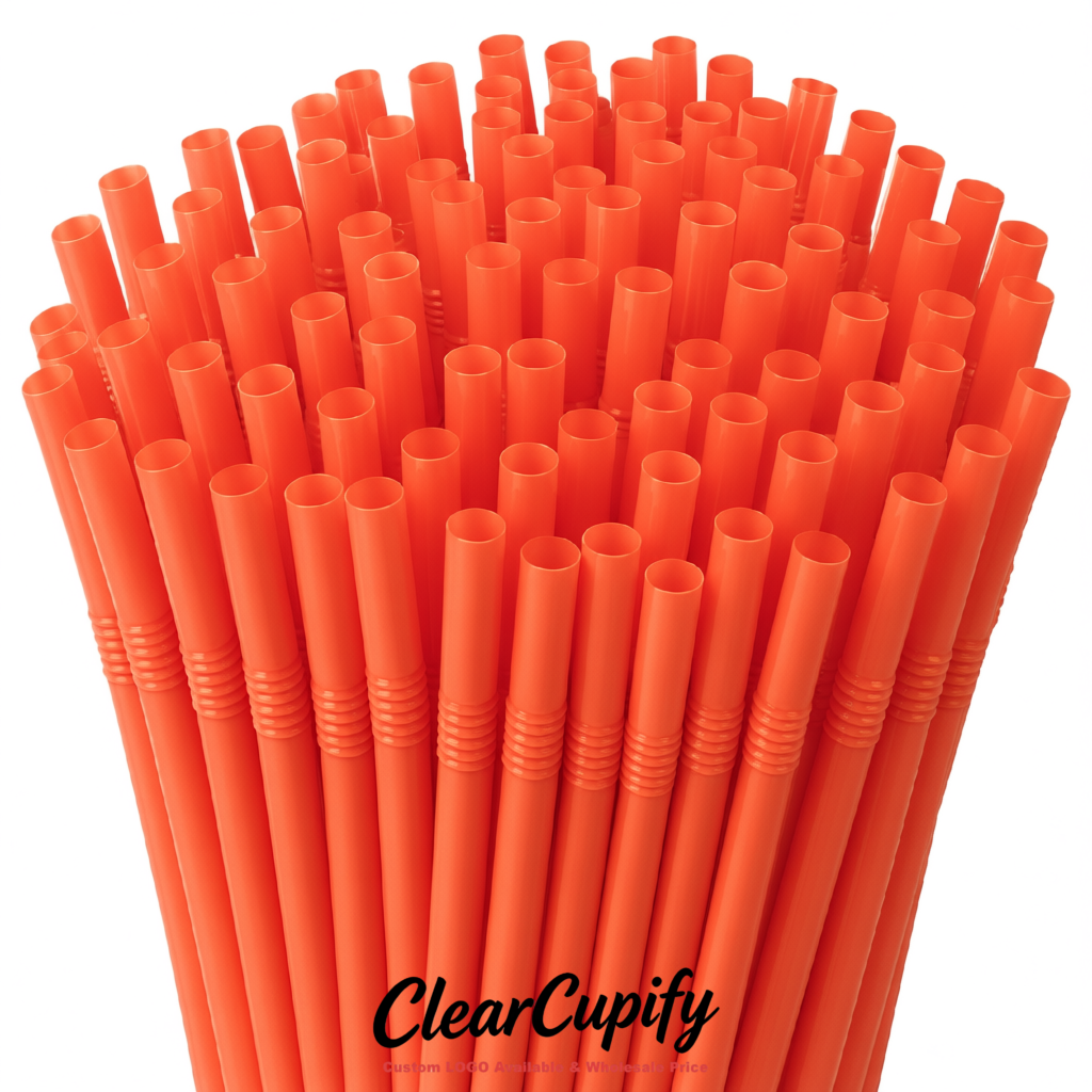 Coral Plastic Straws 8.26 x 0.2 inch Flexible Bendy Disposable Drinking Straws Supplier