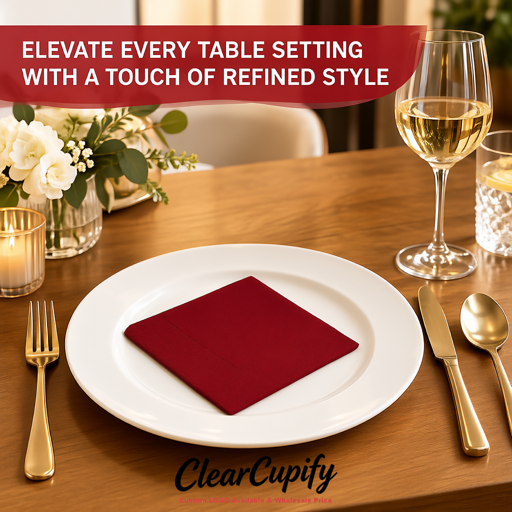 Crimson Napkins Paper 4.5x4.5 Inch Disposable 2-Ply Cocktail Napkins Factory